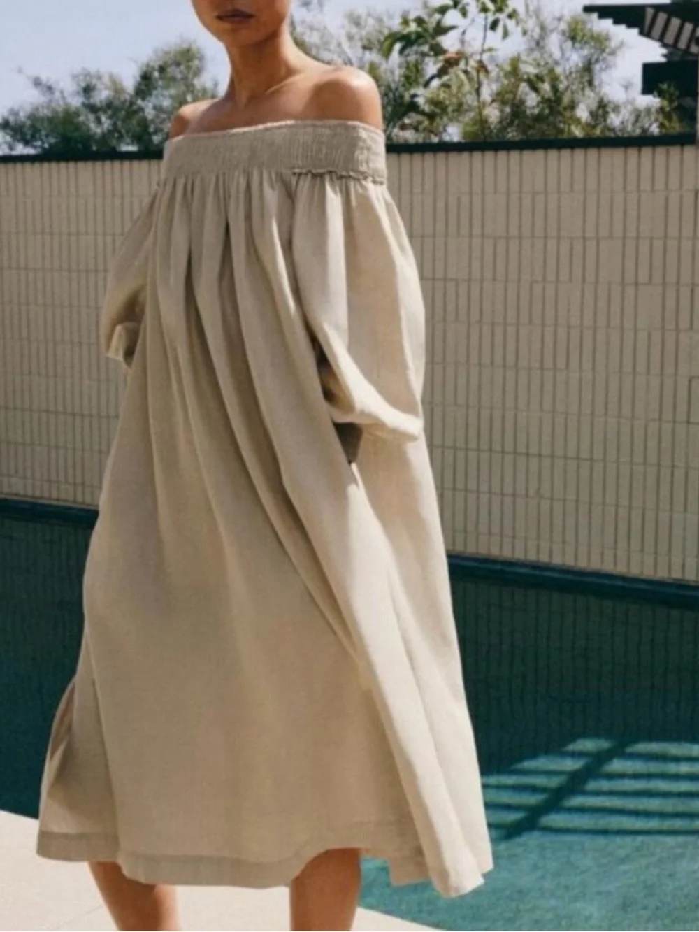 NWT ZARA ZW COLLECTION LINEN BLEND MIDI DRESS